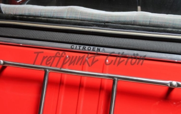Heckklappenscharnierleiste (Baguette) mit Schriftzug, 2CV